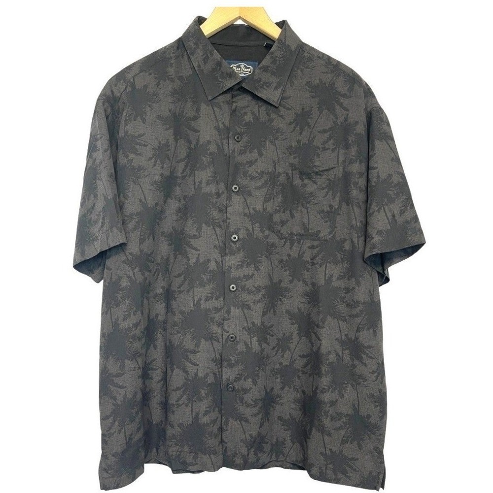 Nat Nast Silk Blend Shirt Camp Short Sleeve Mens XL Brown Palm Print Tropical